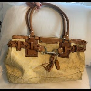 Authentic Gold Coach Canvas Handbag